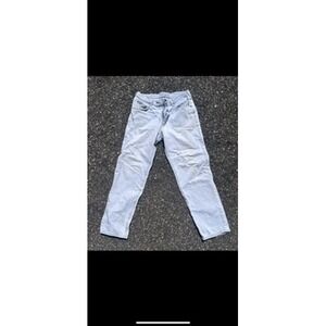 Lee Jeans Mens 34x31 Blue Regular Fit Denim Light Wash Distressed Straight Leg